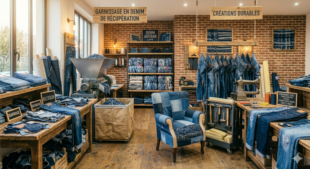 Initiation au garnissage en denim de récupération
