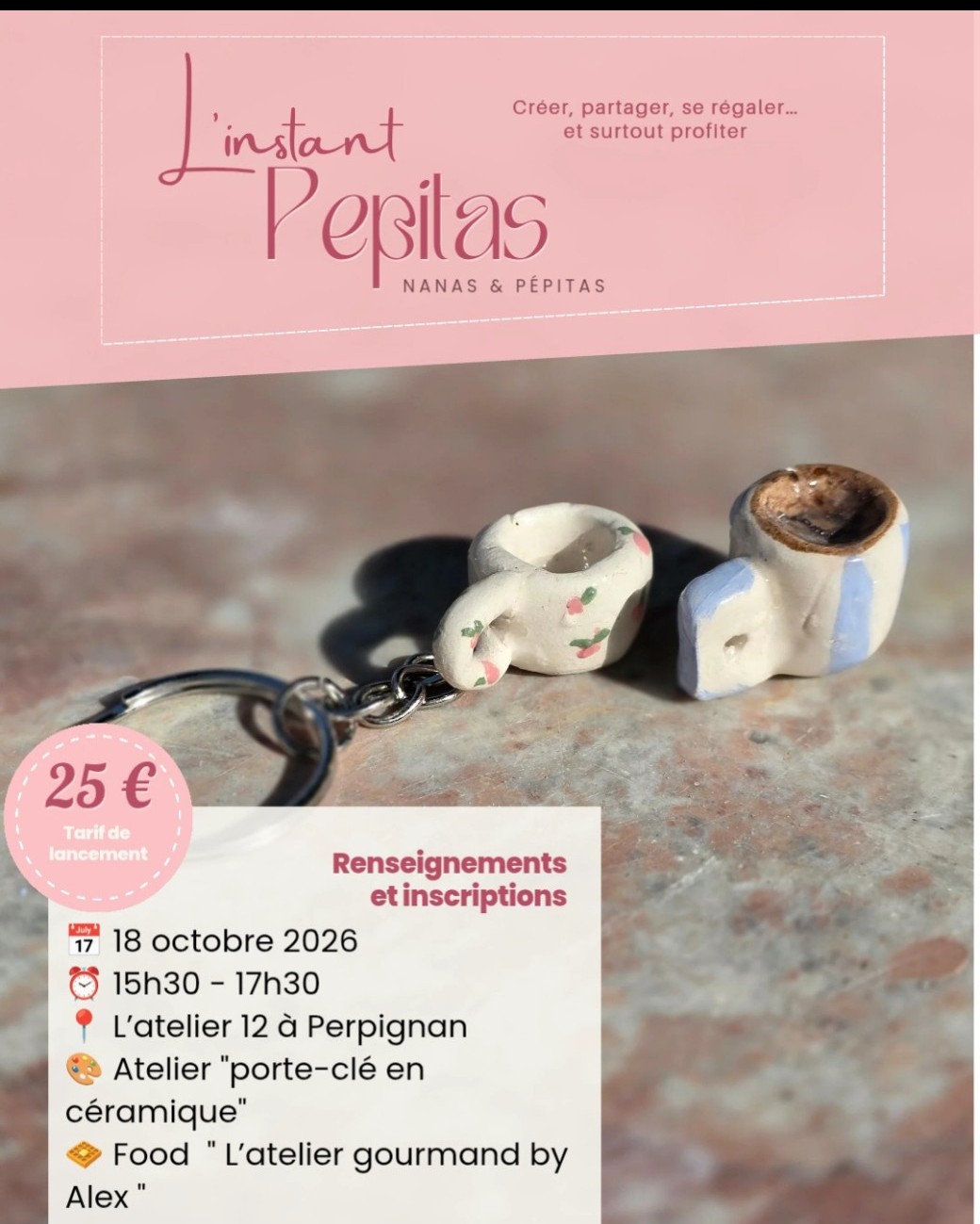 Instant Pépitas – porte-clé en céramique