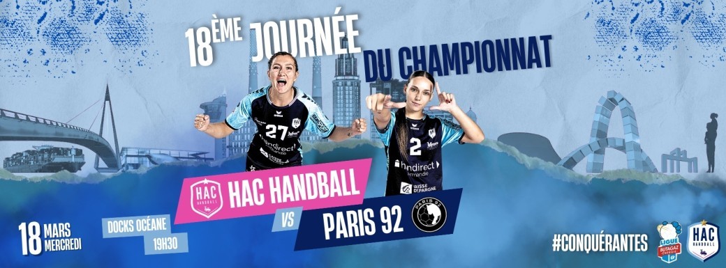 J18 LIGUE BUTAGAZ ENERGIE LE HAC HANDBALL REÇOIT PARIS 92