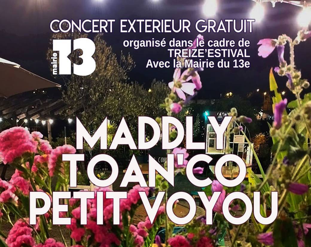 Jeu. 23/06 : MADDLY + PETIT VOYOU + TOAN'CO en partenariat avec la Mairie du 13e & Petit Bain