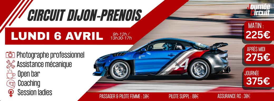 Journée Circuit Dijon Prenois Lundi 6 Avril 2026