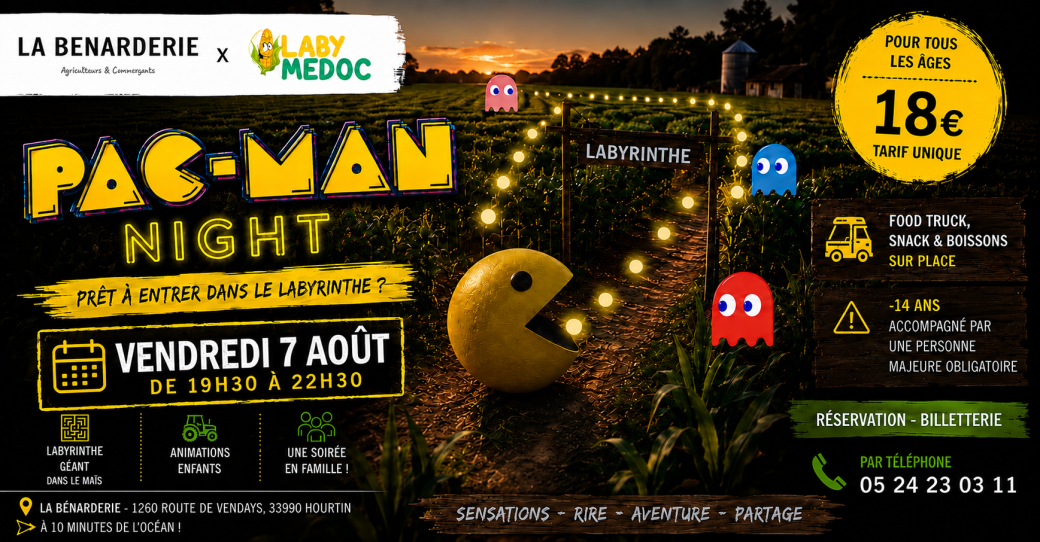 LABY PAC MAN NIGHT -  VENDREDI 07 AOÛT 2026 HOURTIN