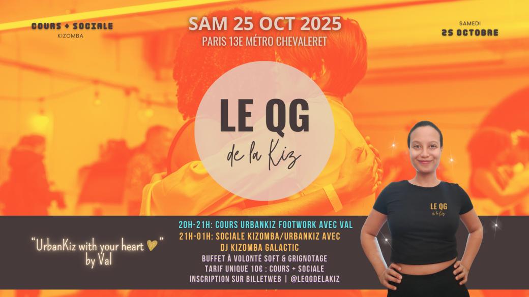 Le QG de la Kiz | Sociale Kizomba Paris | Samedi 25 Octobre 20h00-01h00