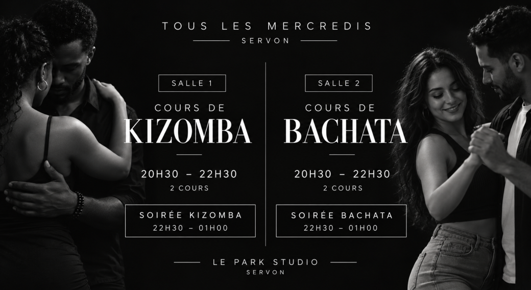 Les Mercredis du Park — Kizomba & Bachata · 16 sept → 23 déc 2026