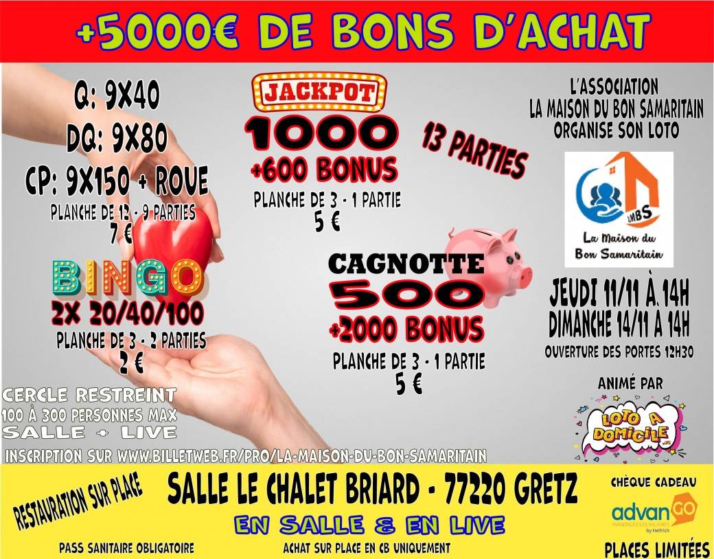 Loto du 11 Novembre à 14h Salle+Live