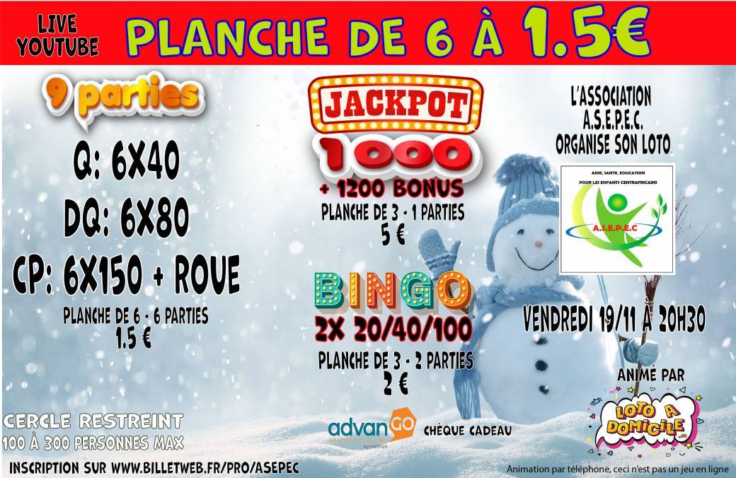 Loto du Vendredi 19 Novembre à 20h30 LIVE