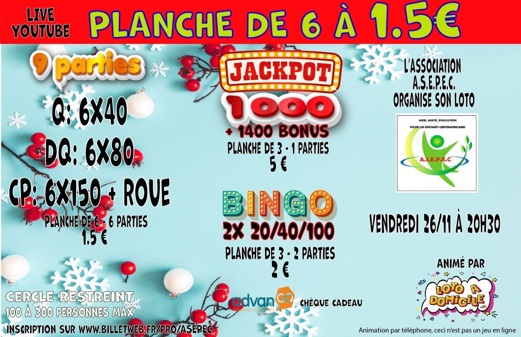 Loto du Vendredi 26 Novembre à 20h30 LIVE