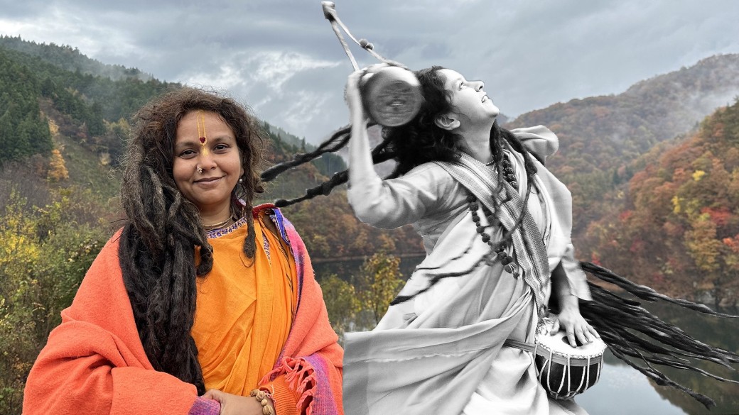 Maa Parvathy Baul en satsang (chant, danse, méditation, enseignement) en France