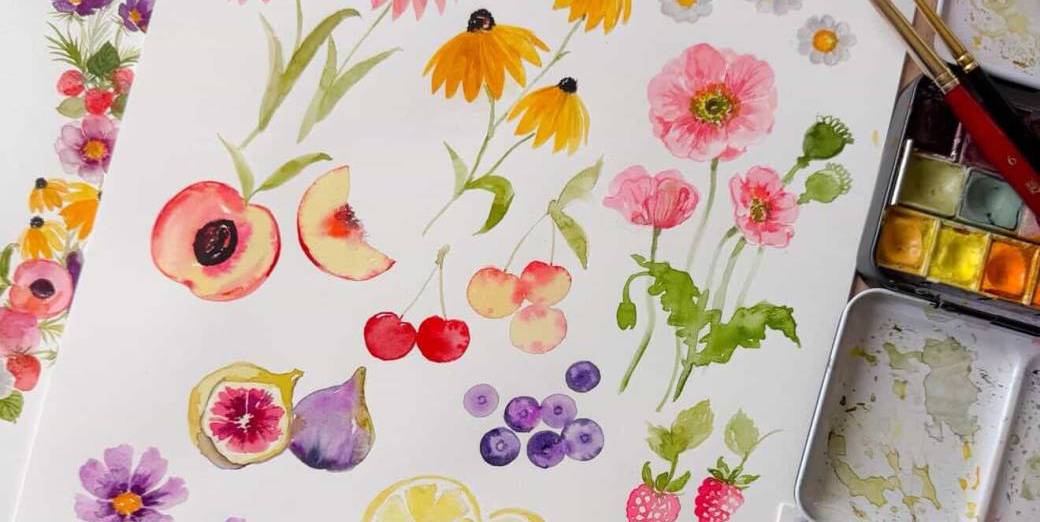 MAKE x L'EAU BLEUE | Aquarelle FLEURS & FRUITS - Tous niveaux  