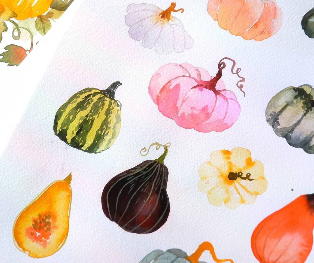 MAKE x L'EAU BLEUE | Aquarelle Initiation - Citrouilles 