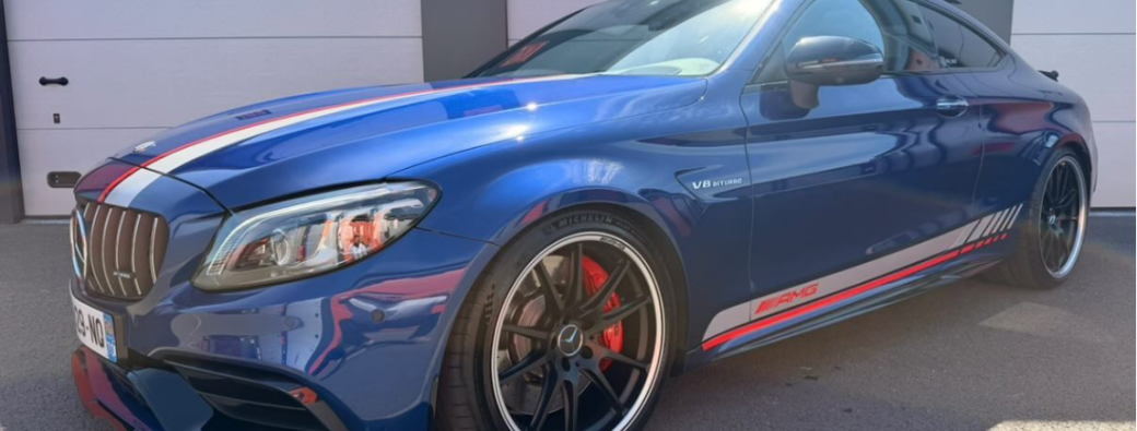 Mercedes C63S AMG Bleue (3 passagers maxi)