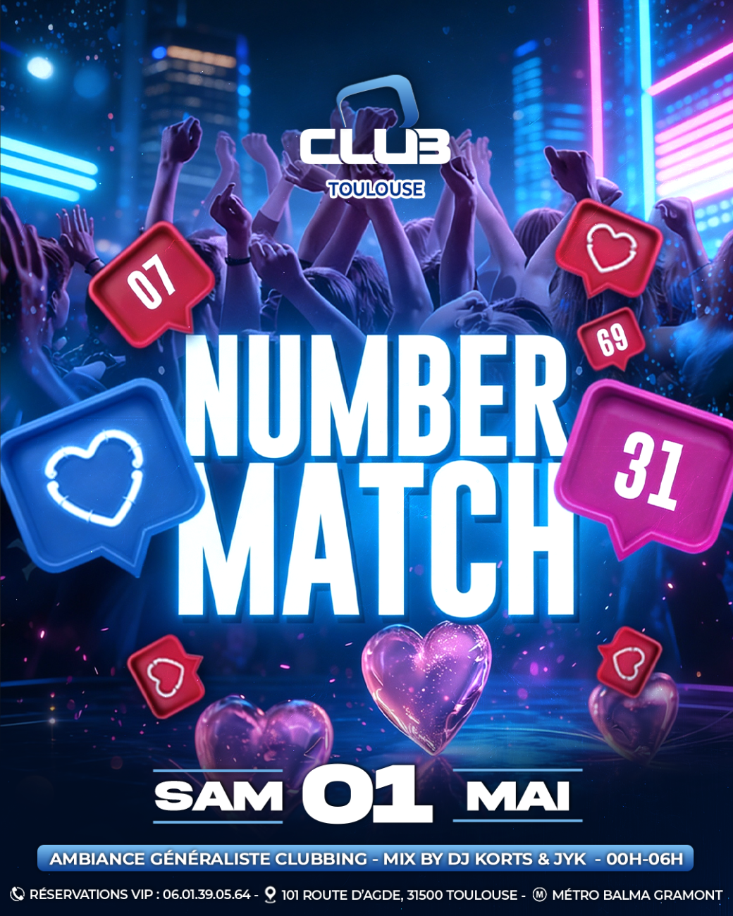 NUMBER MATCH - BILLETTERIE (FREE PASS 00H-01H)