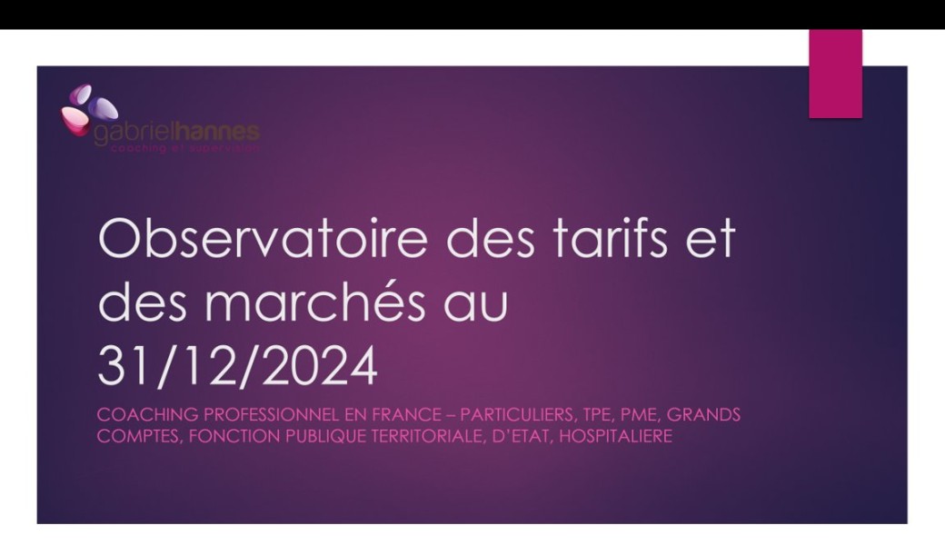 Observatoire des tarifs et des marchés 2025 - coaching professionnel