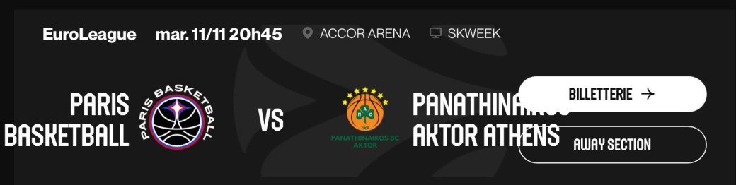 Paris Basket VS Panathinaikos Aktor Athens
