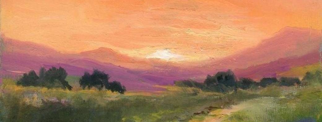 Peinture acrylique : paysage au crépuscule