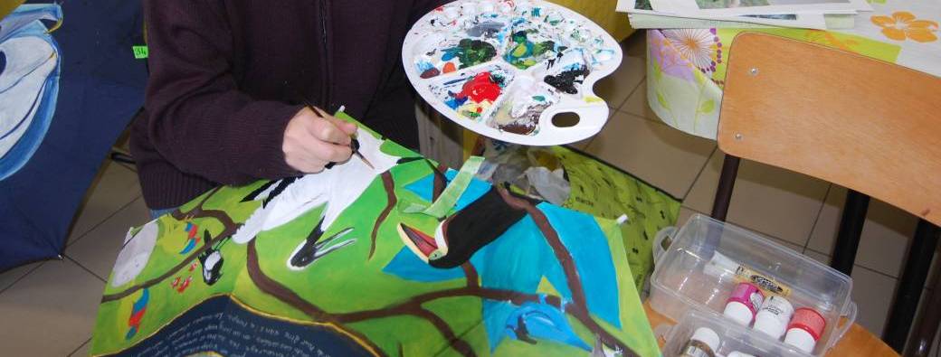 Peinture sur parapluie  (petits-enfants )