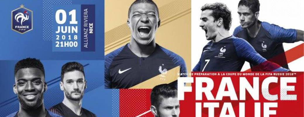 Places FRANCE - ITALIE 1er juin 2018 NICE