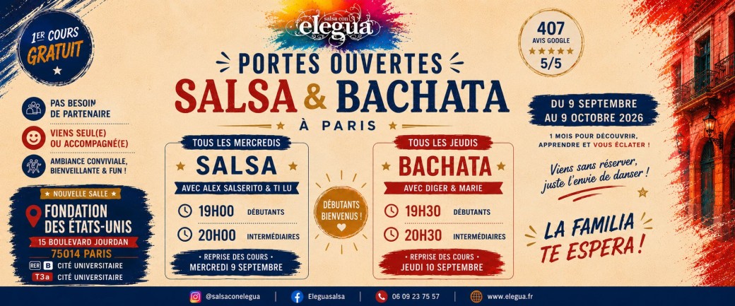 Portes ouvertes SALSA & BACHATA Paris 100% Gratuit