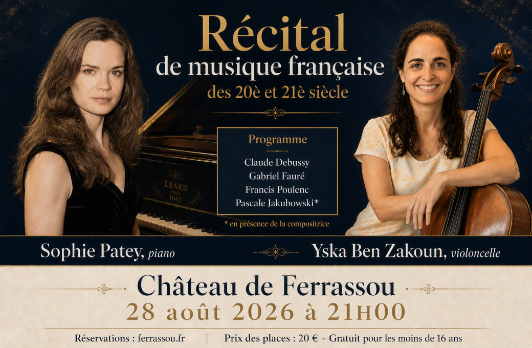 Récital de musique française des 20è et 21è siècle par Sophie Patey et Yska Ben Zakoun