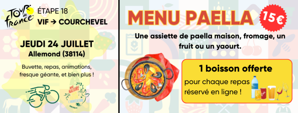 Repas Paella – Village Agricole du Tour de France à Allemond FDSEA 38