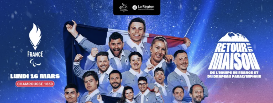 Retour drapeau paralympique - transport bus