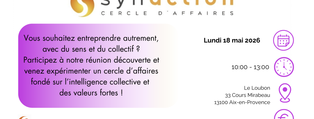 Réunion Synaction Club Aix centre ville du 18 mai 2026