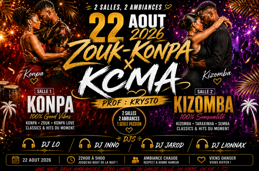 Samedi 22 Aout - Park Studio - Zouk-Konpa x KCMA (77) -  2 Salles