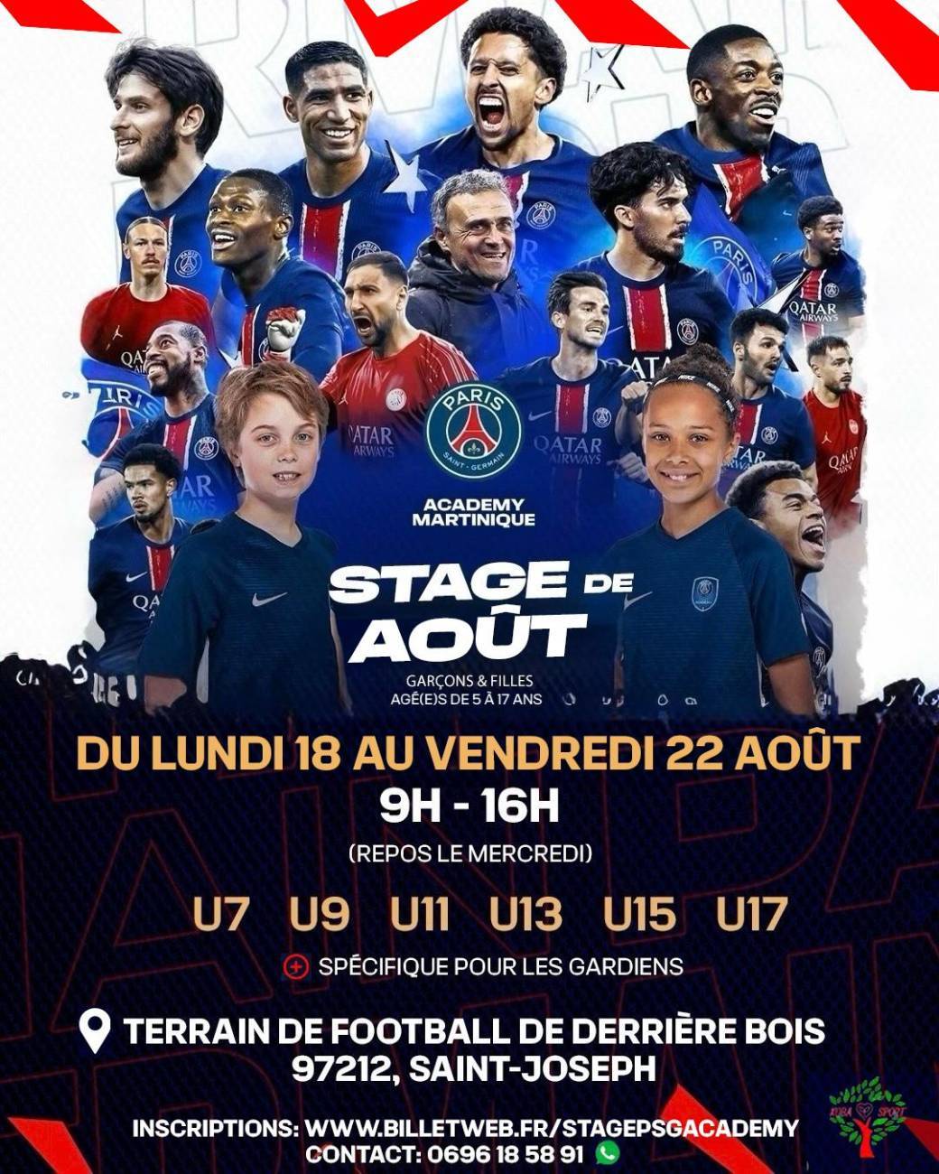 SCHOOL Stage de Août 2025 Paris Saint-Germain Academy Martinique