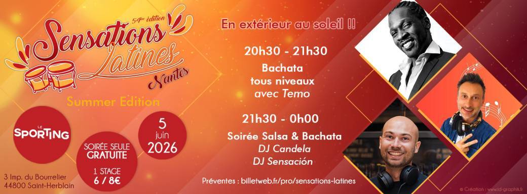 ☀☀☀ Sensations Latines #54 Summer Edition (en extérieur!) - Salsa & Bachata au Sporting Nante