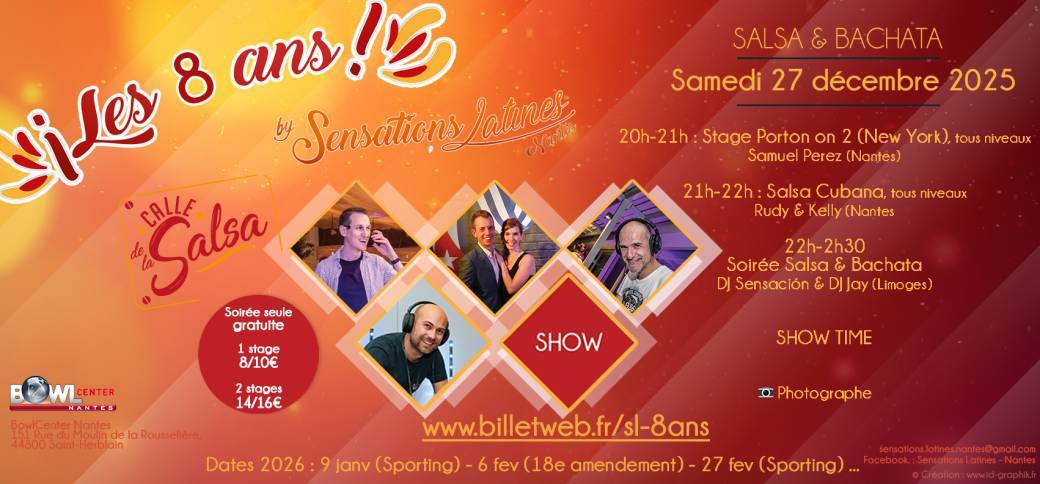 Sensations Latines - Les 8 ans - Salsa & Bachata au BowlCenter - 27/12/2025