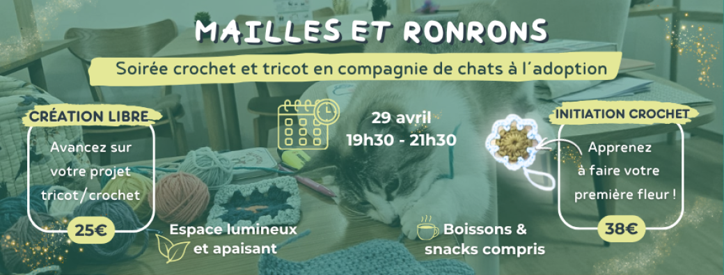 Soirée Crochet, Tricot et Chats - Initiation Crochet et session libre