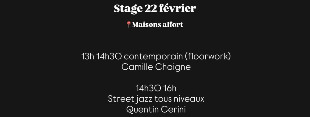 Stage 22 février Maisons alfort  