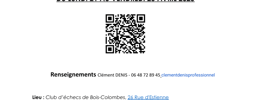Stage animation 21-25 Avril 2025