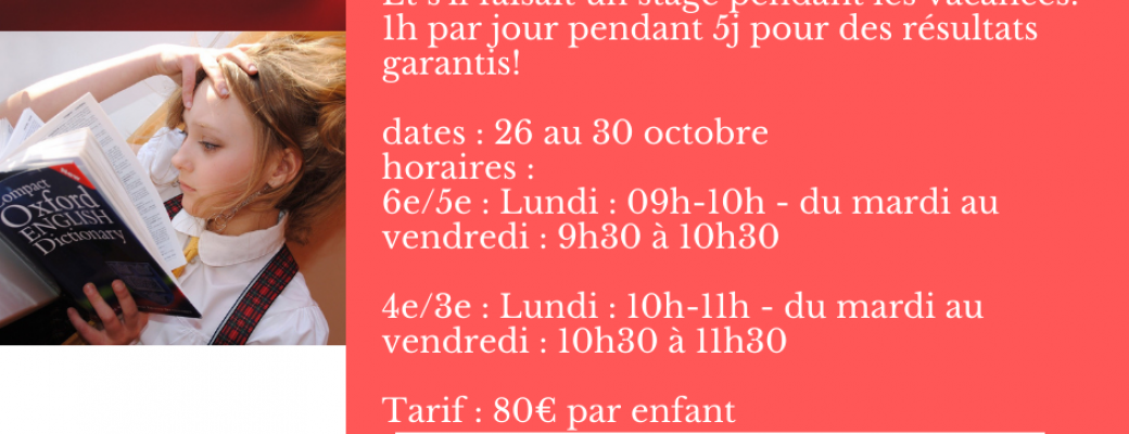Stage d'anglais - toussaint 2020