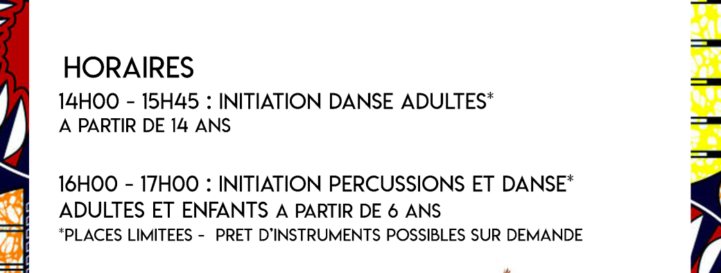 STAGE DANSE AFRICAINE DIMANCHE 24 NOVEMBRE 2024