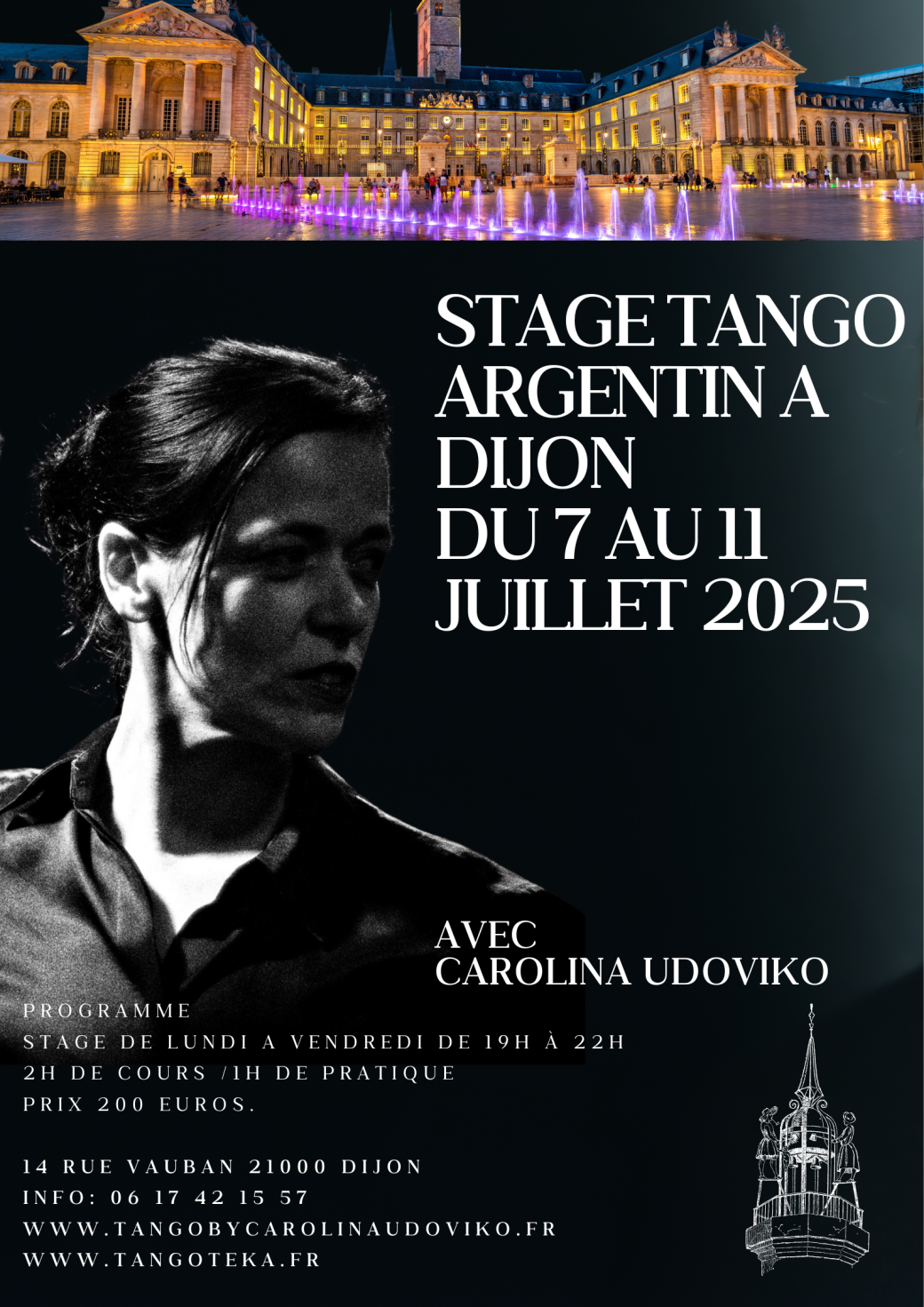 Stage été 2025 en tango à Dijon par Carolina UDOVIKO