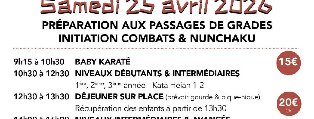 STAGE KARATE PRÉPA. AUX GRADES - COMBAT & NUNCHAKU 25 AVRIL 2026 THONES