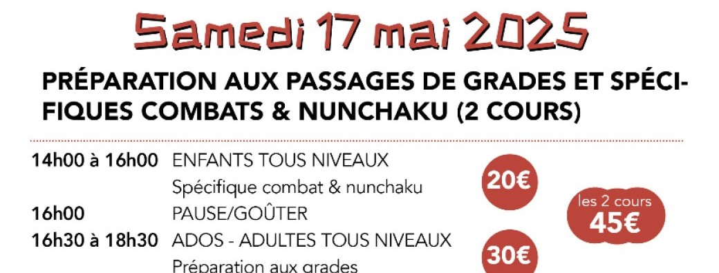 Stage Karaté Samedi 17 mai 2025 au Foyer d'animation à Thônes