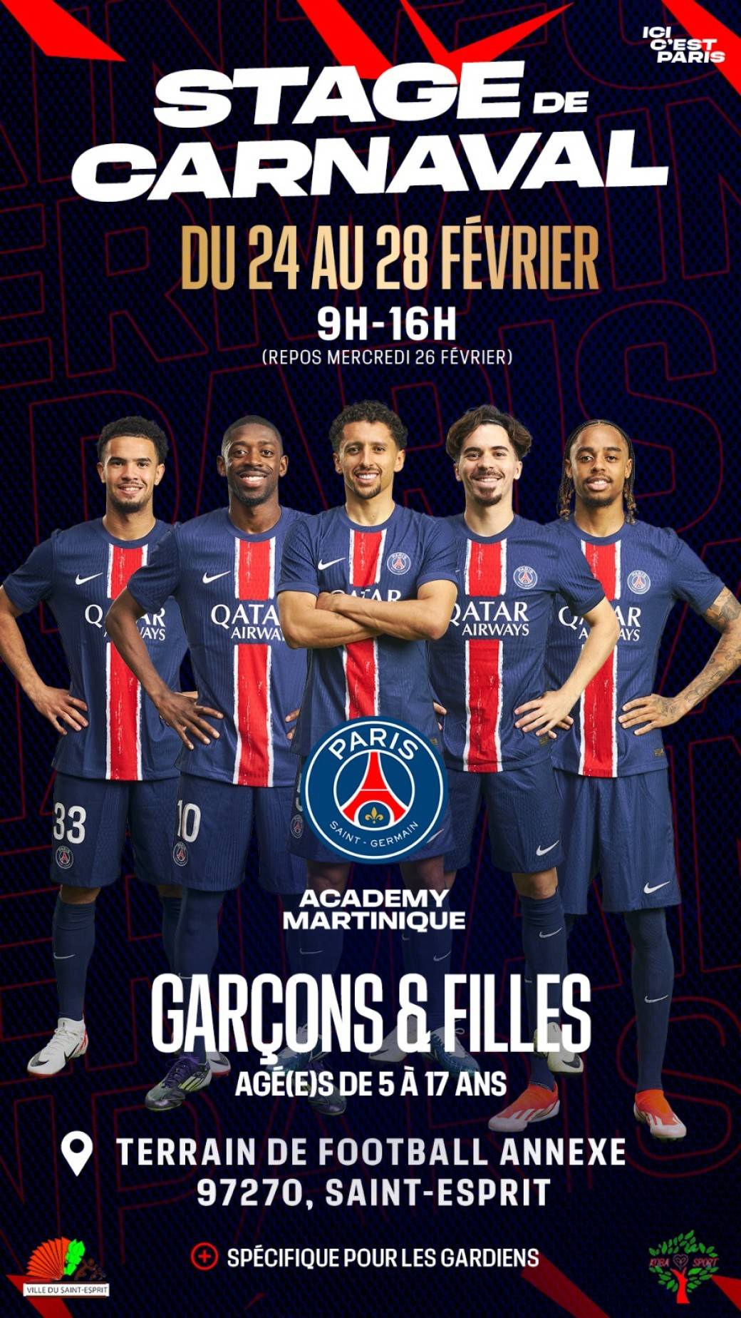 Stage de Carnaval 2025 Paris Saint-Germain Academy Martinique