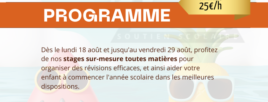 Stages Août TOUS NIVEAUX toutes Matières