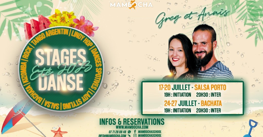 Stages d'été 2023 - Bachata - 24 au 27 Juillet