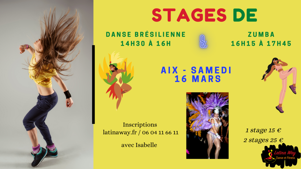 Stages Danse Brésilienne & Zumba - 16/03/24 Stages Danse Brésilienne & Zumba - 16/03/24