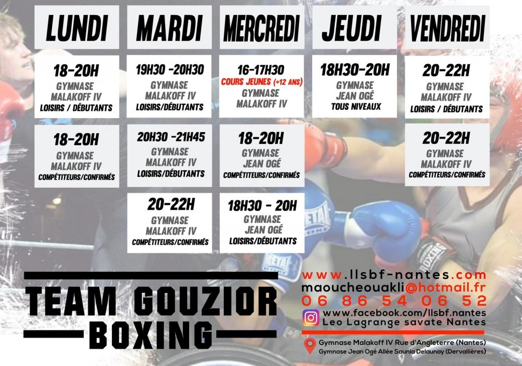 Team Gouzior Boxing / LLSBF / Cours de savate Boxe Française 2021-2022
