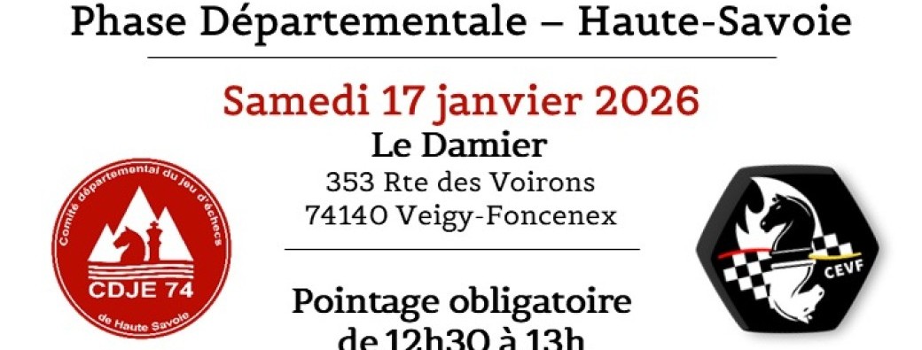 Championnats d'Echecs Scolaires de Haute-Savoie 2025/2026