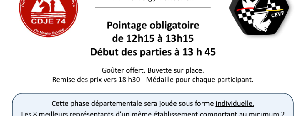 Championnats d'Echecs Scolaires de Haute-Savoie 2025/2026