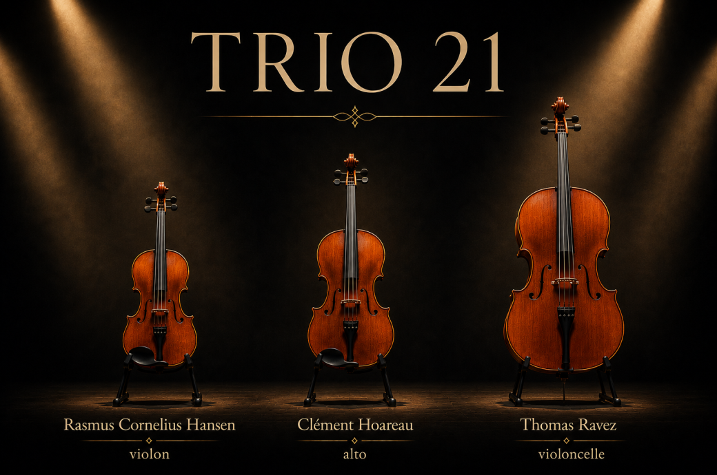 TRIO 21, Rasmus Cornelius Hansen violon, Clément Hoareau alto et Thomas Ravez  violoncelle