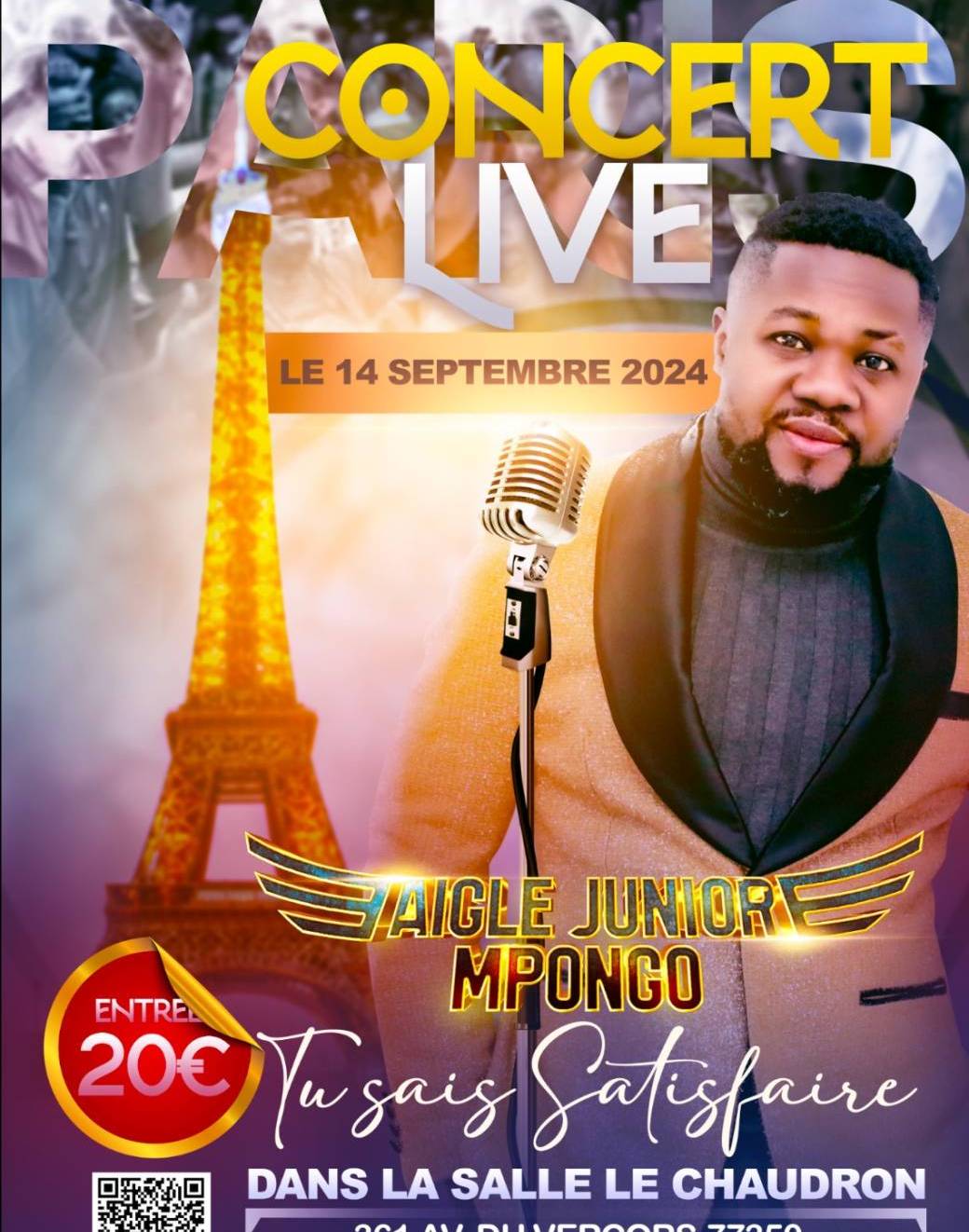 AIGLE JUNIOR MPONGO TU SAIS SATISFAIRE UN CŒUR QUI TE CHERCHE  CONCERT PARIS 
