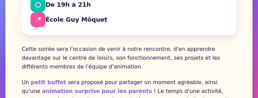 Venez rencontrer l'équipe d'animation !