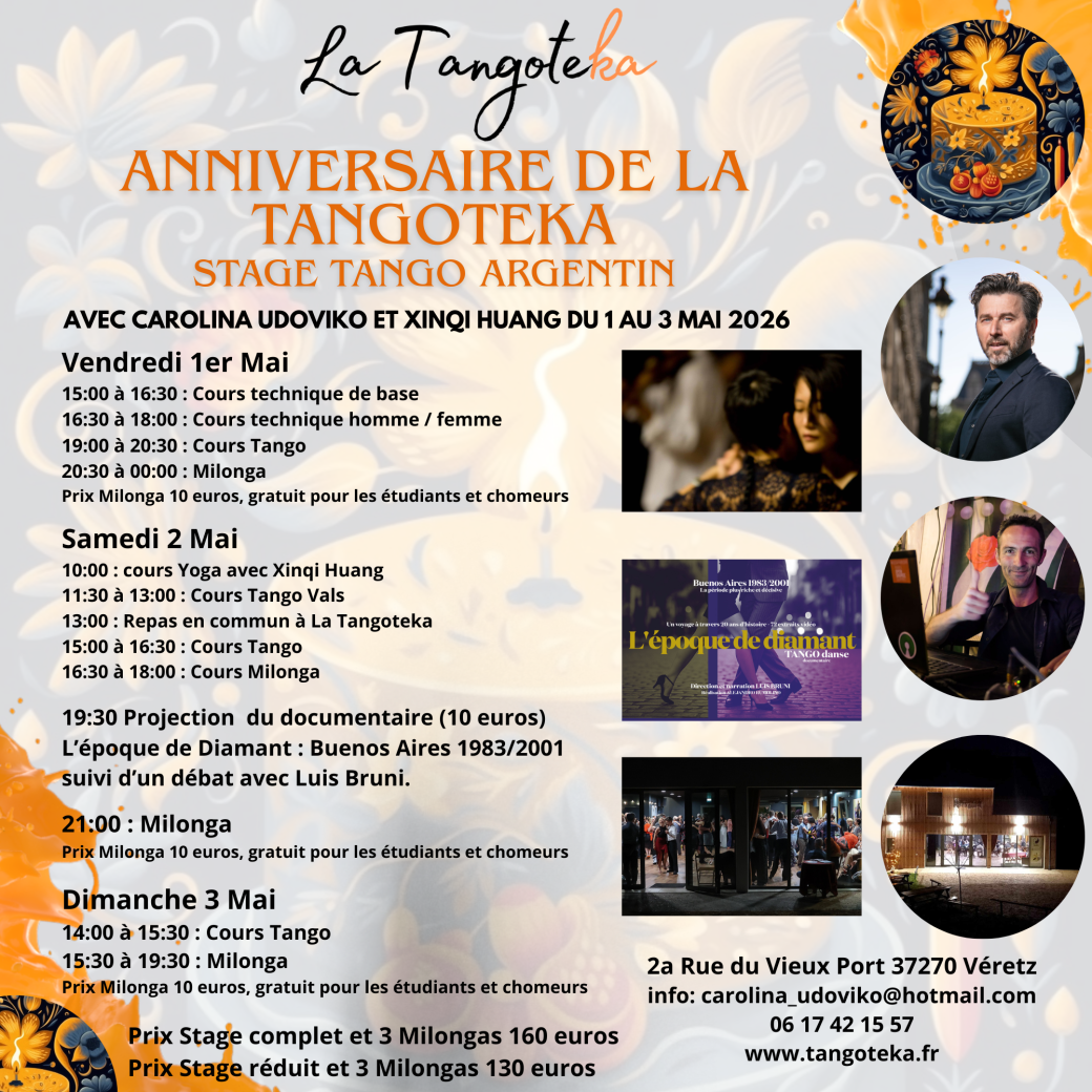 Weekend Tango Argentin | Anniversaire La Tangoteka | Avec Carolina Udoviko et Xinqi | 1er-3 mai 2026
