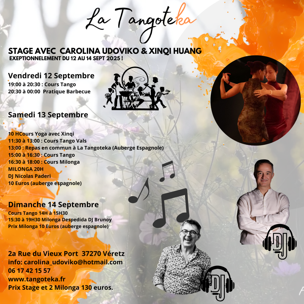 Weekend Tango Argentin | La Tangoteka | Avec Carolina Udoviko, et Xinqi Huang |  12/09 au 14/09 2025